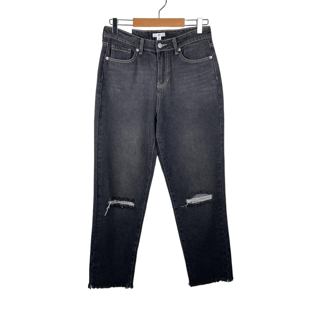 BP Nordstrom Black Mom Jeans High Rise Tapered Leg Size 28 Raw Hem NEW